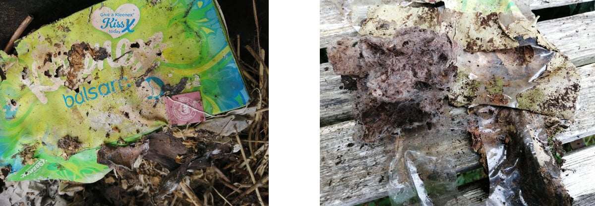 Hankies and baby wipes compost