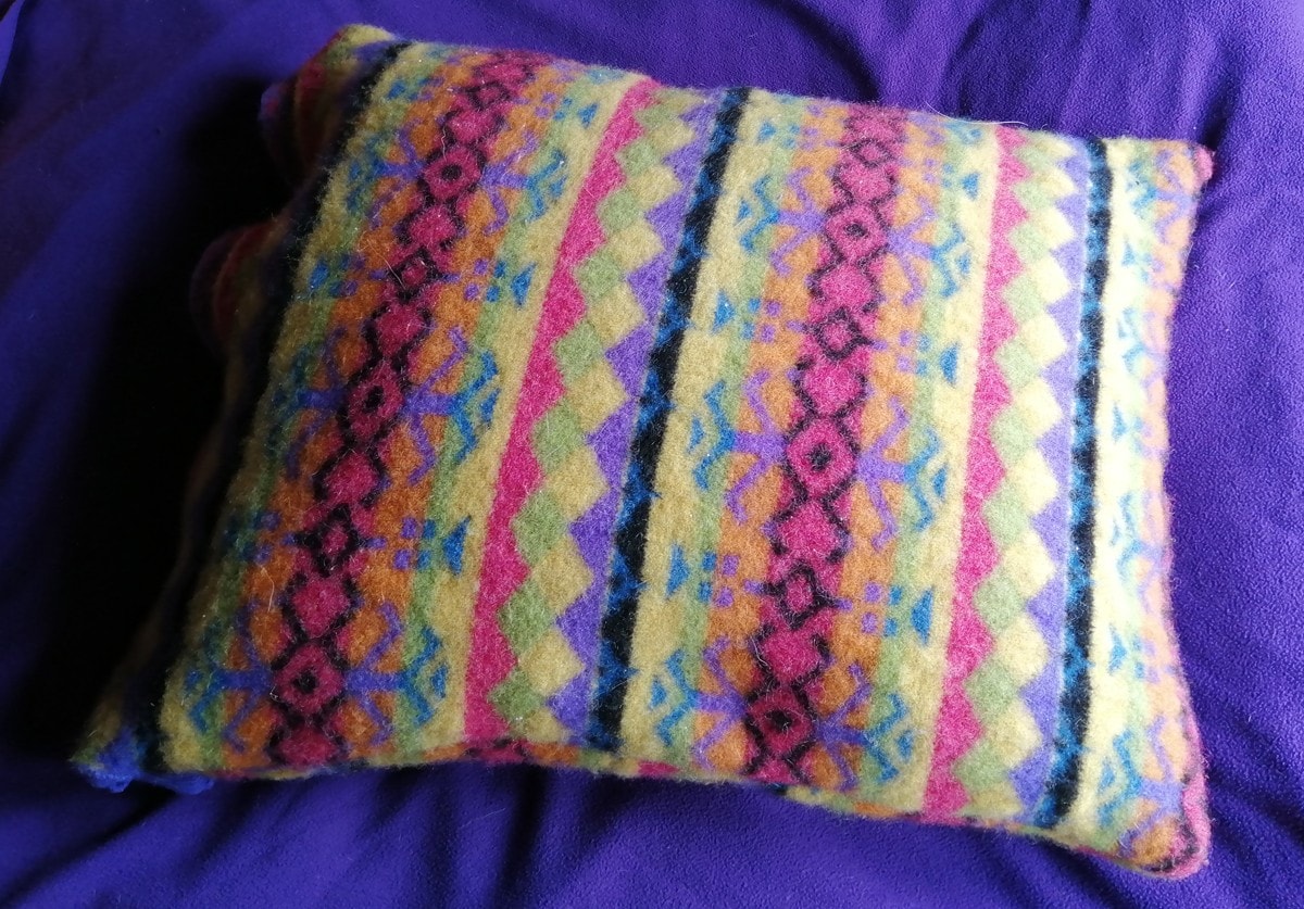 Felted Upcycled stripey jumper cushion cover