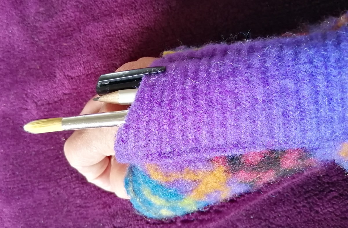 Recycled jumper wrist warmer - with pocket