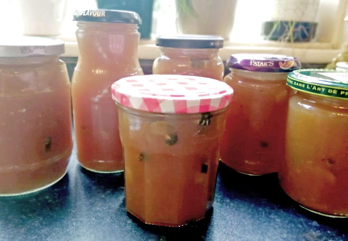 Jars of Homemade Crab Apple and Marrow Cheese