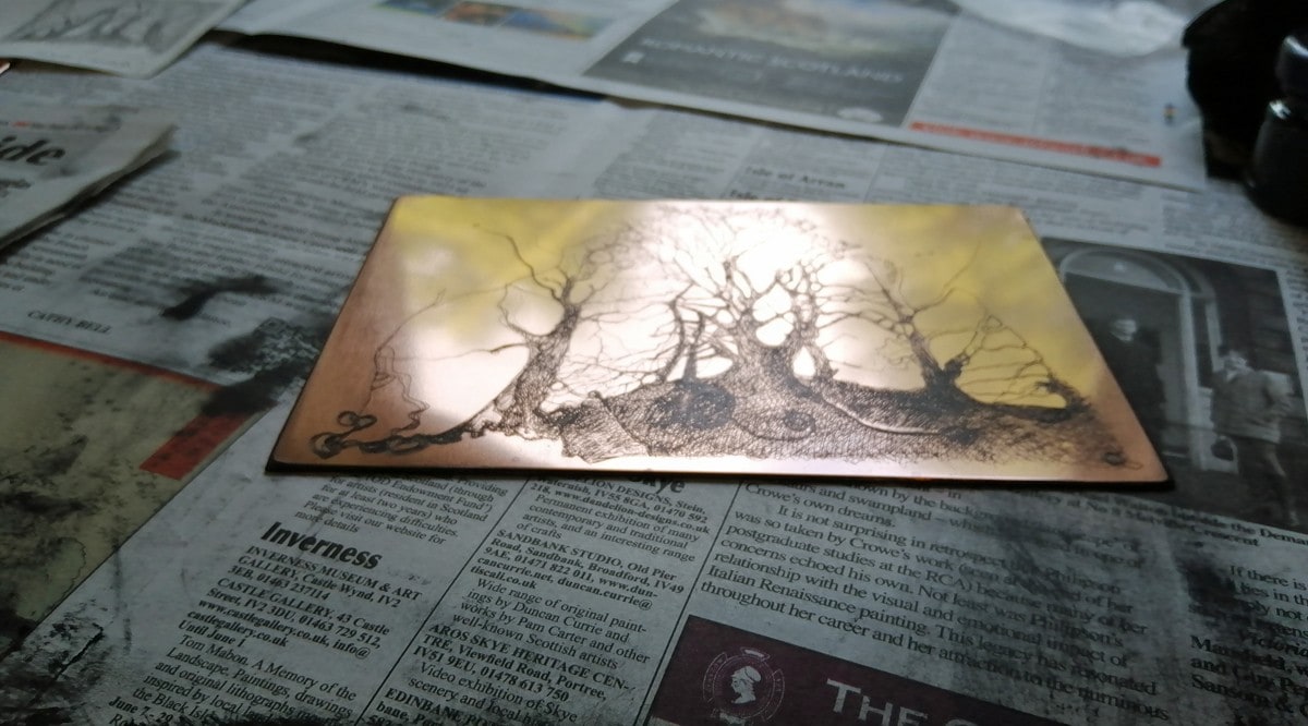 Into the Trees Copper Plate inked up