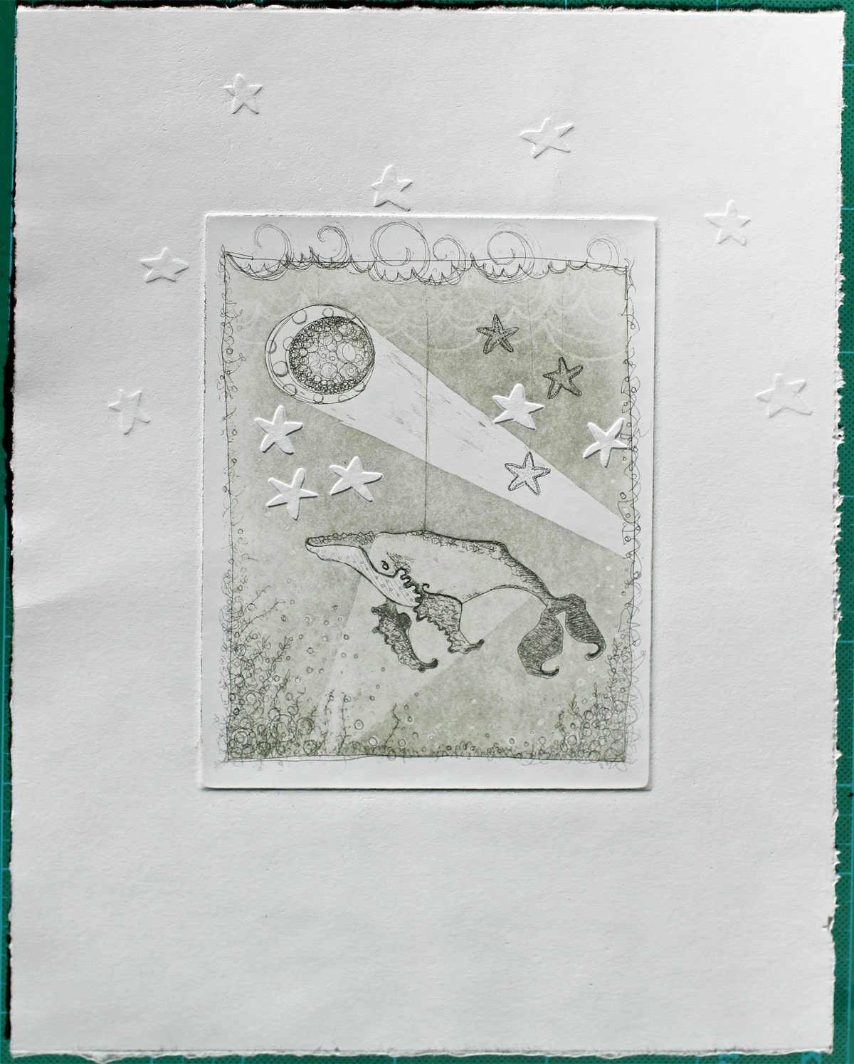 Scene I whale number 5 of 20 - a copper plate etching with aquatint