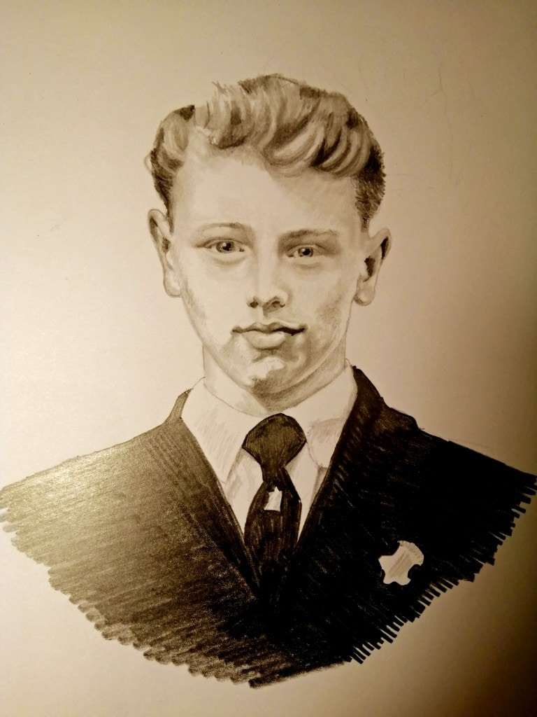 Pencil drawing of my dad when he was in sixth year at school in the 1950s