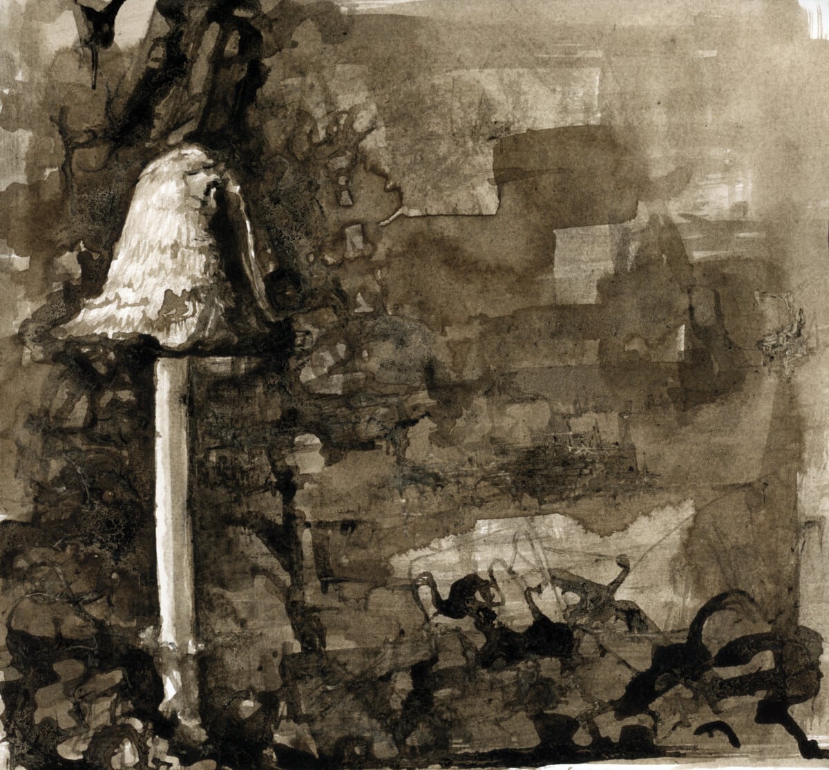 Shaggy Inkcap drawn in inkcap ink