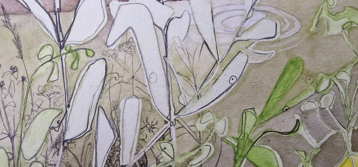 A close up of my completed riverside painting