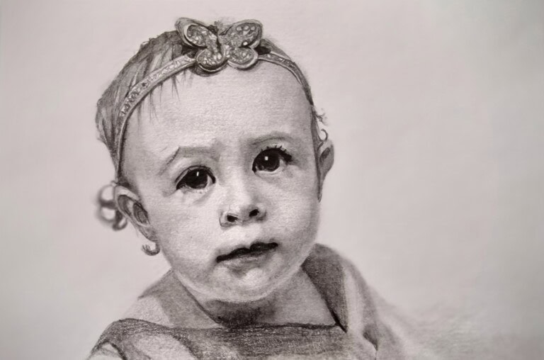 Pencil portrait of baby