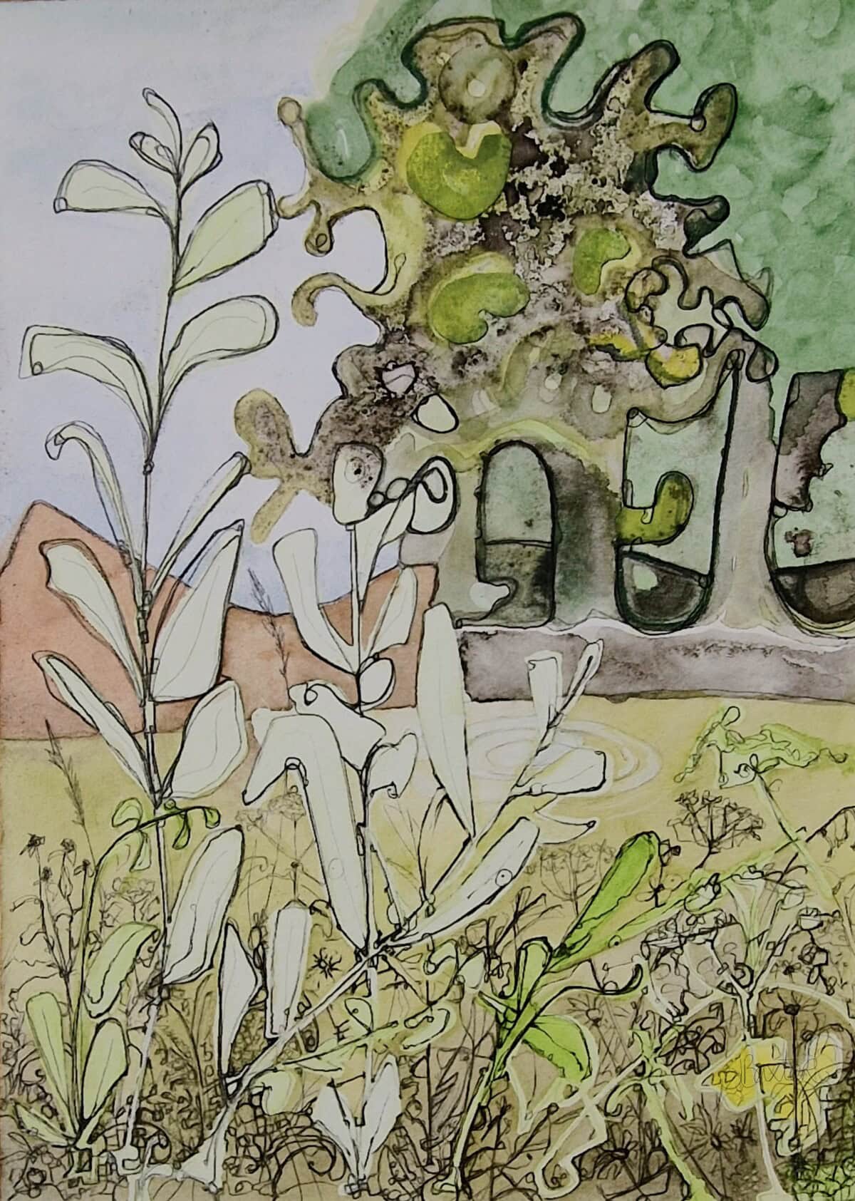 Painting of riverside vegetation complete