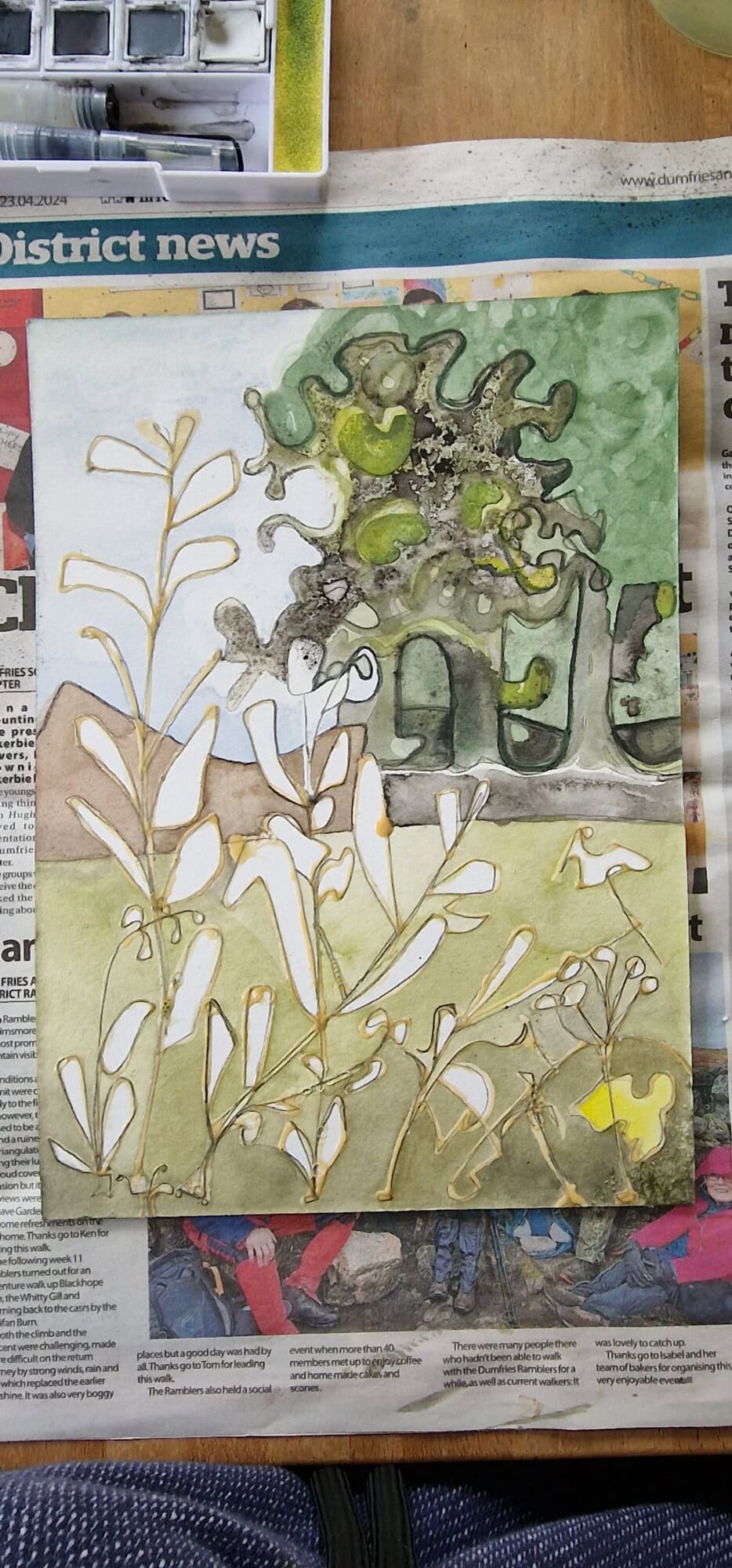 Riverside painting in progress